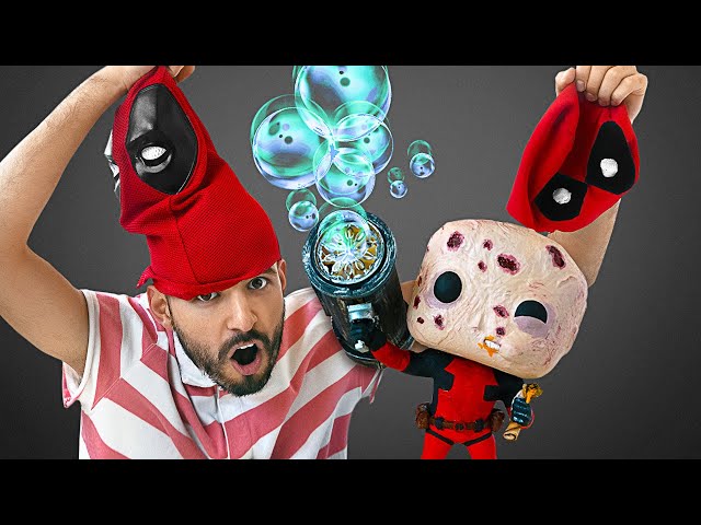 FUNKO POP TRANSFORMATION - From Superman To Deadpool With Epic Bubble Gun!