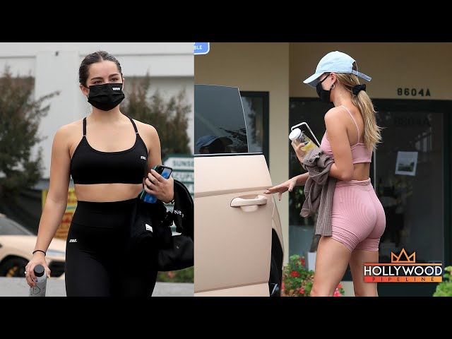 Hailey Bieber and Addison Rae Leave a Yoga Studio in Los Angeles