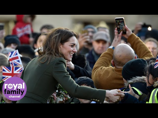 Duke and Duchess of Cambridge Greeted by Crowds Outside Bradford City Hall
