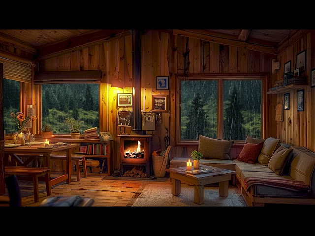 Cozy Cabin Rain Sounds for Peaceful Sleep 🔥 Soothing Rain & Fireplace Sounds to Working, Sleeping