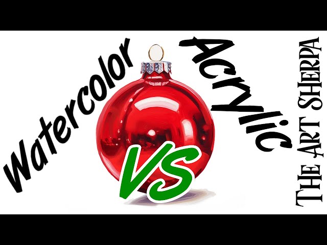 Watercolor AND Acrylic How to paint a Red Shiny Christmas Ball | Art Study and Techniques