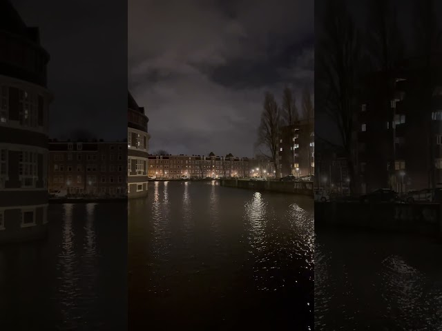beautiful Amsterdam canal at night #shorts #amsterdam #amsterdamcanals