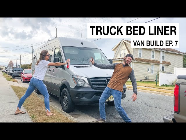 Van Build Ep 7 - Applying Truck Bed Liner to our Van - Mercedes Sprinter Van