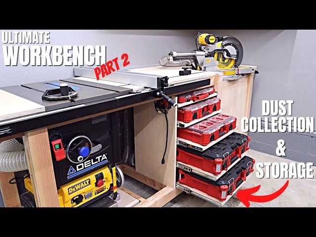 DIY Mobile Workbench Part 2 | All In One Woodworking | Dust Collection & Milwaukee Packout Storage