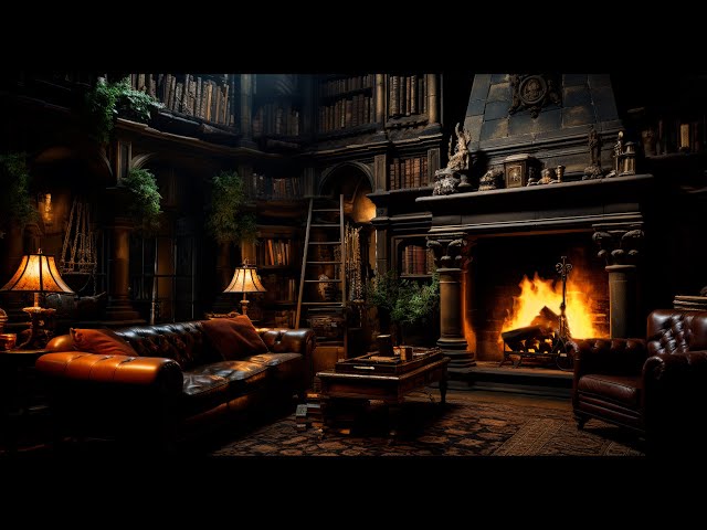 Rain Sounds | Cozy Reading Room Ambience | Soothing Rain And Fire Sounds | 3 Hours Loop
