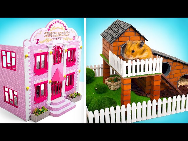 Miniature Crafts To Entertain Your Pet Hamster || Adorable Mansion And Hamster Playground