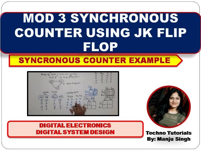 Mod 3 Synchronous Counter using JK flip flop | Mod-3 Up Counter | 2 bit synchronous counter