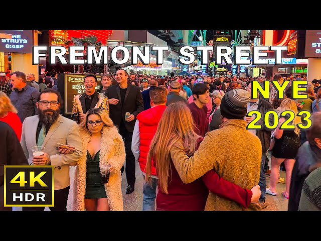 (4K HDR) Fremont Street Las Vegas New Year's Eve 2023 - Las Vegas, Nevada