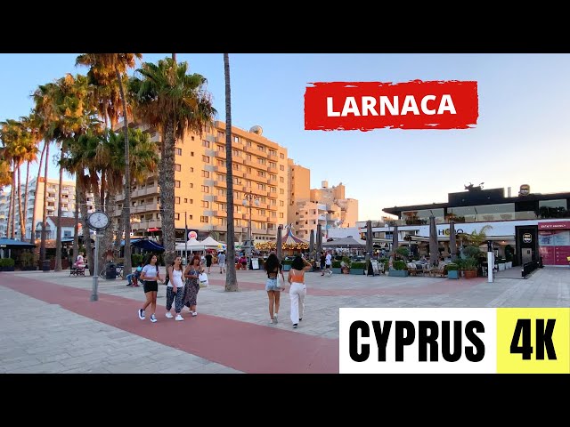 LARNACA, CYPRUS 🇨🇾 [4K] City Centre — Sunset Walking Tour — 2022