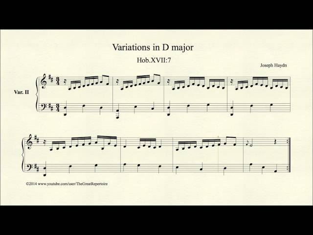Haydn, Variations in D major, Hob XVII 7, Harpsichord, Var 2