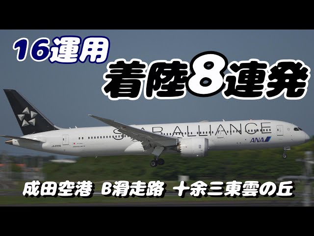 【4K】成田空港 十余三東雲の丘 16運用 着陸８連発
