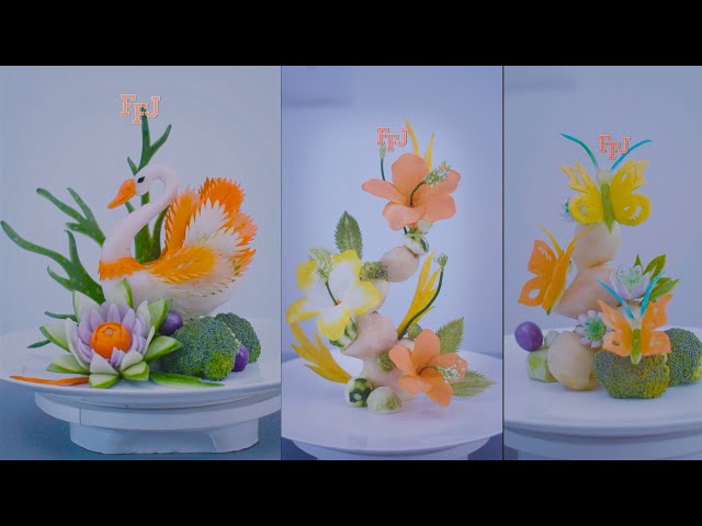 3 Creative Arts on Veggies as Food Decorating & Garnishing Ideas