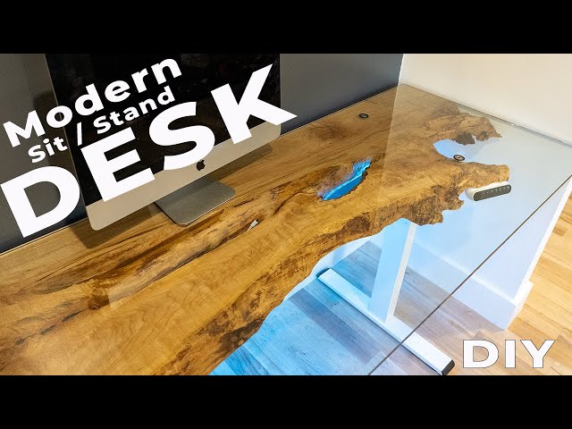 Building myself A Custom Desk // Modern Adjustable Desk With Zero Epoxy #desk #leds