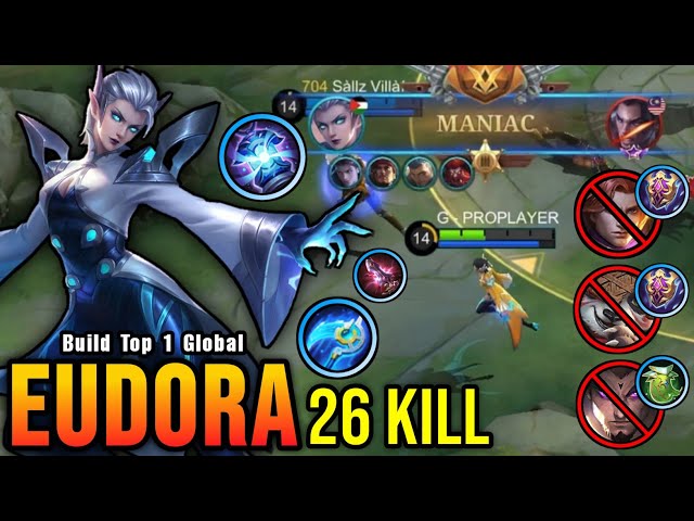 26 Kills + MANIAC!! Eudora Brutal Damage Build!! - Build Top 1 Global Eudora ~ MLBB