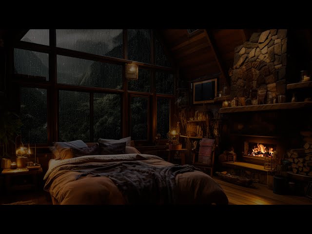 Rainfall and Fireplace for a Perfect Night's Sleep - Fall Asleep Faster with Soothing Rain Sounds