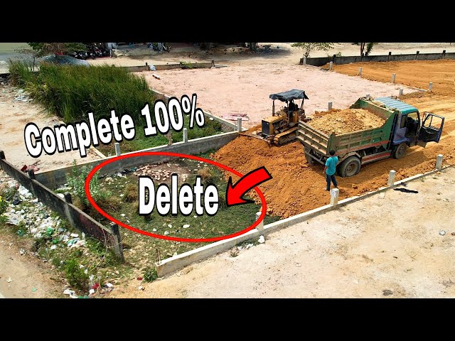 Best full video!! new project start to complete 100%,fill land up by Dozer Komatsu d20p & dump truck