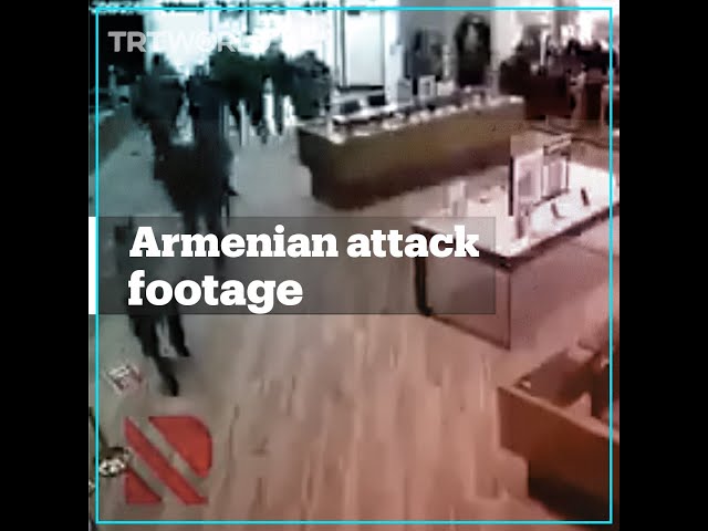 Armenian attack on civilians caught on camera footage in nearby store