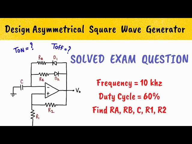 Design astable multivibrator using opamp - Duty cycle other than 50% - Design square wave generator
