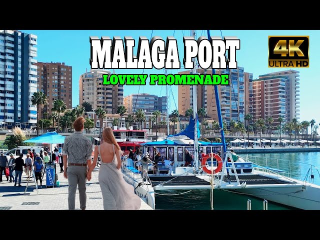 Malaga Port Spain: lovely sunny day February 2024 | Costa Del Sol, Andalusia [4k]