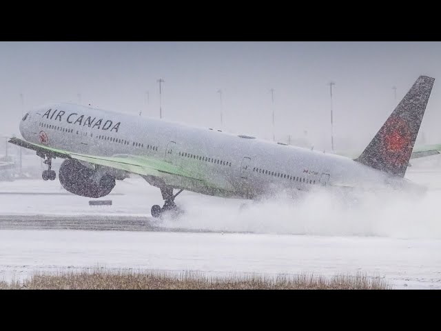 (4K) Epic Snow STORM Arrivals/Departures/DE-icing | Plane Spotting at Vancouver YVR