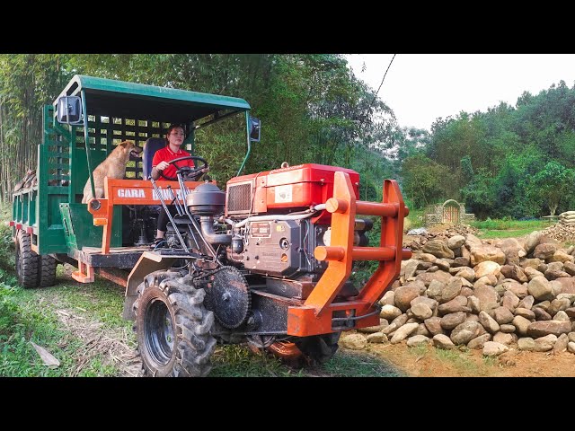 Rent Excavator To Level The Farm, Transporting Stone and Construction Materials By Truck