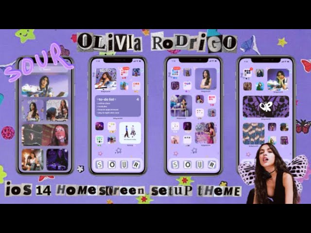 olivia rodrigo sour inspired ios 14 home screen setup theme // customization step by step tutorial