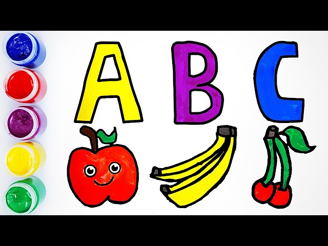 Learn How To Draw Fruits and Color ABC Letters || Preschoolers Learning Video