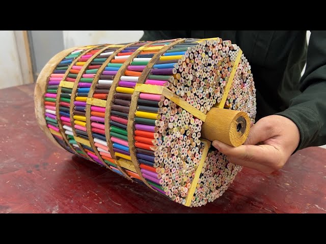 Amazing Creative Ideas From Pencils And Epoxy At A Whole New Level - Decorative Vase From Pencils
