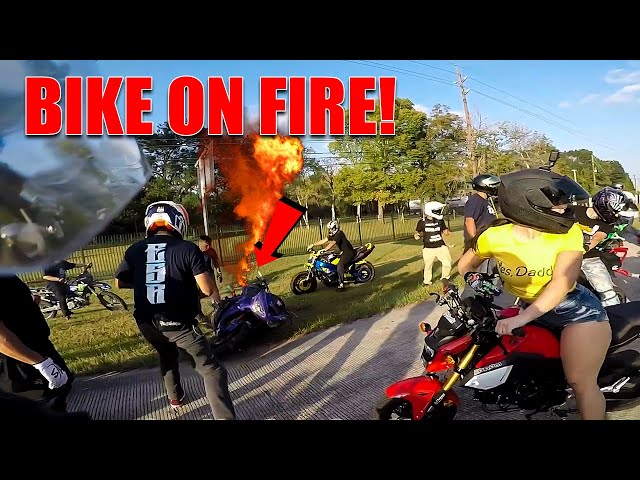 Motorcycle Catches FIRE After CRASH! | Crashes, Close Calls & Angry People