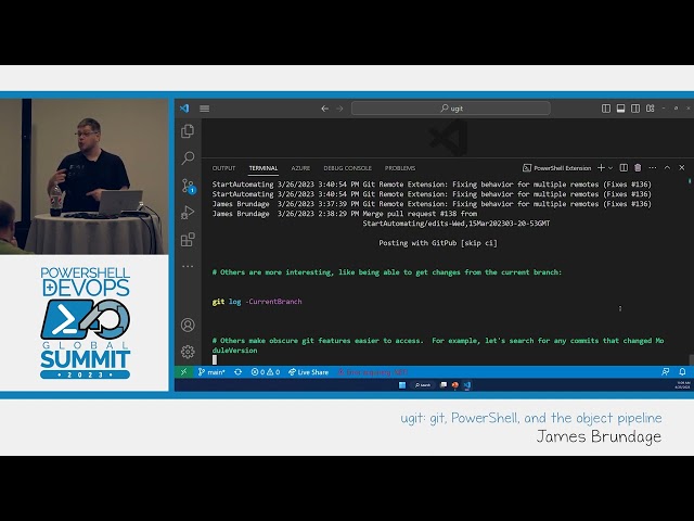 PowerShell Summit 2023: ugit: git, PowerShell, and the object pipeline by James Brundage