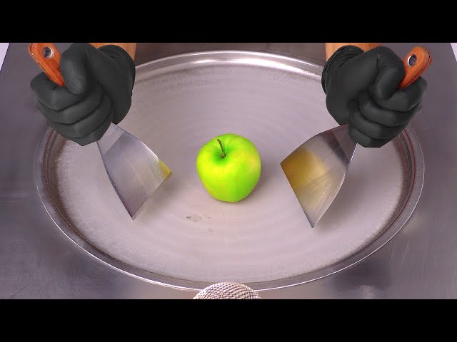 ASMR - Green Apple Street Food | how to make an Apple to Ice Cream Rolls