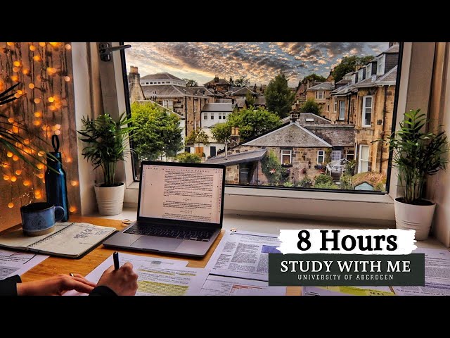 8 HOUR STUDY WITH ME | Background noise, 10 min Break, No music, Study with Merve