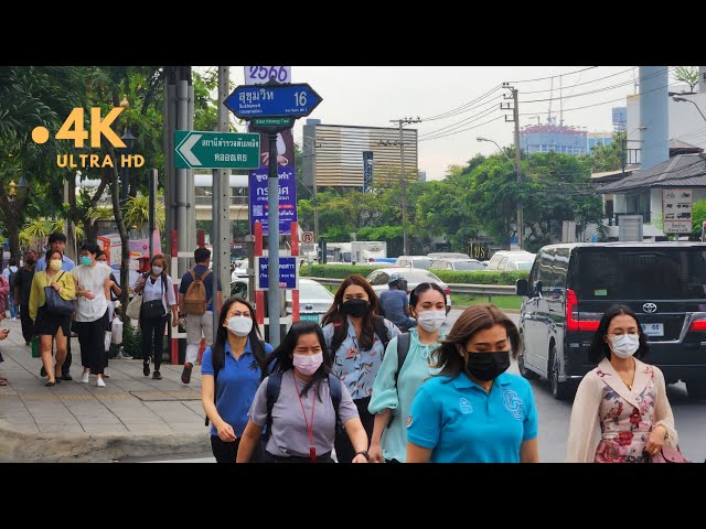 [4K] Walking in Downtown Bangkok | Sukhumvit 16 Whale Market to Asok Intersection