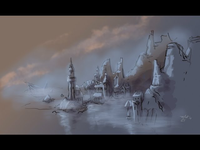 Lovecraftian town Concept Sketch