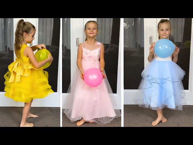 Balloon Color Challenge with Elis and new Dresses for Princess