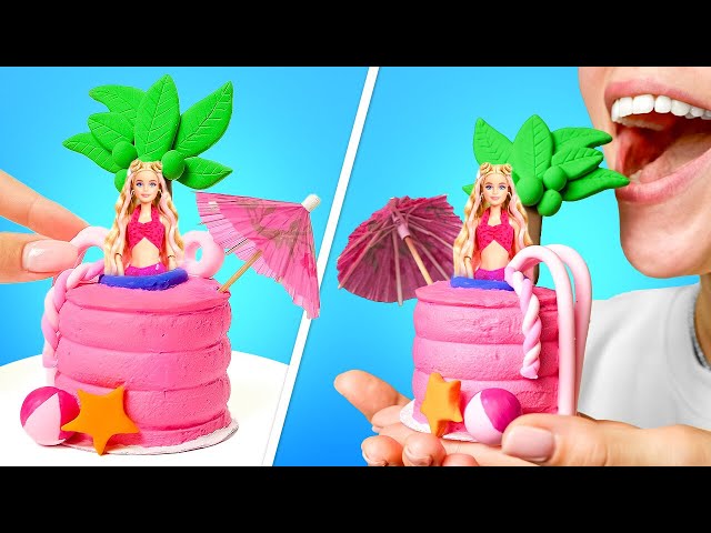 We Made a Cute Pink Barbie Cake 💖 Best Doll Crafts!