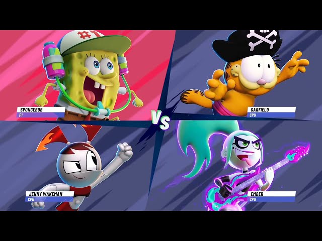 Nickelodeon All-Star Brawl 2 - SpongeBob vs Jenny Wakeman / XJ-9 vs Ember Mclain vs Garfield