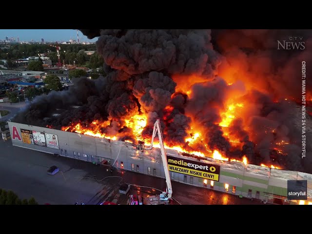 Massive fire at shopping complex in Poland