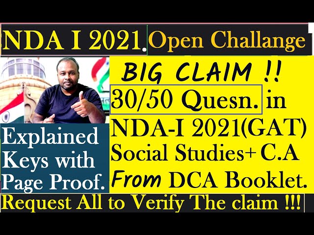 NDA I2021 GAT (ALL SOCIAL STUDIES +CURRENT AFF)EXPLAINED || 30 Quesn. MATCH DCA BOOKLET.check Proof.