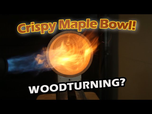 Woodturning Crispy Maple Bowl, Pirography, Asmr, Shou sugi ban, Yakisugi
