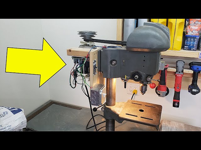 ⚙️⚙️⚙️ Vintage drill press upgrade - 2hp treadmill motor!