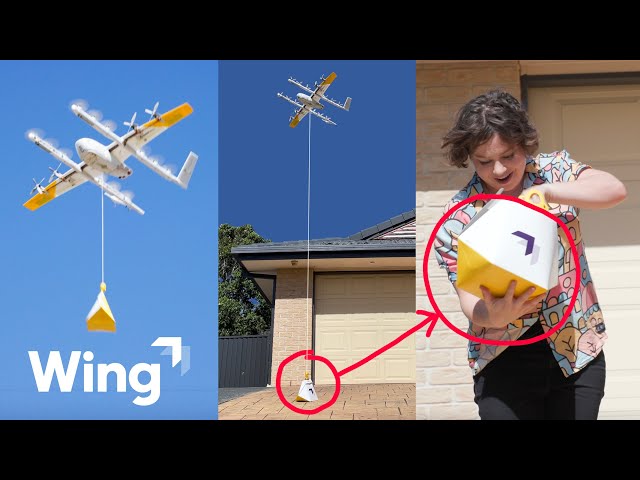 TRYING A DRONE THAT DELIVERS FOOD! Wing Drone Delivery BTS