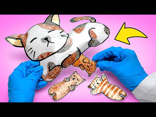 Jak zrobić papierowe kotki i uratować kocią mamę || FAJNY PROJEKT