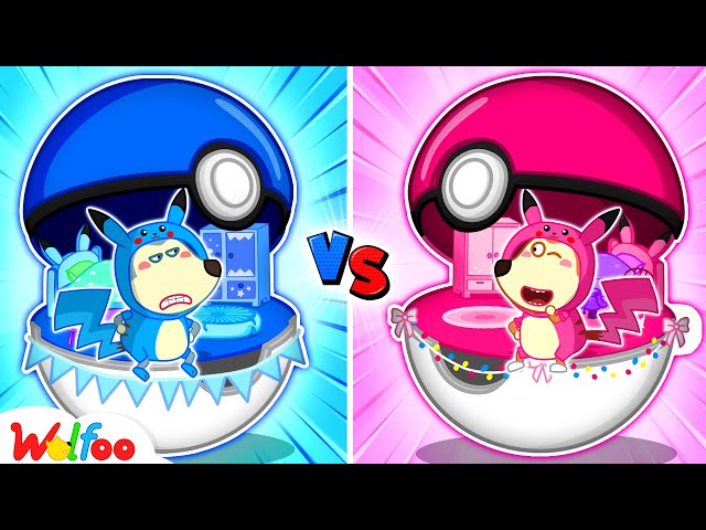 Wolfoo Makes Secret Room With Pink vs Blue Pokeball - Pokemon in Real Life | Wolfoo Family Official