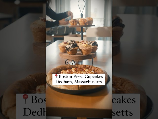 Boston Pizza Cupcakes serves up mini deep dish pizzas with savory & sweet toppings. #pizza #shorts