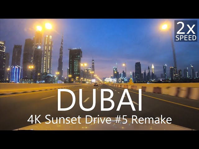 4K Dubai Sunset Drive 5 (Remake) D86 Happiness St to Financial Center St