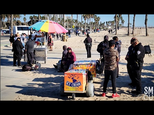Code Enforcement Officers Issue Citations to Street Vendors at Santa Monica Beach