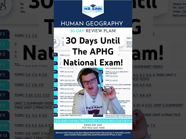 30 Days Until The APHG Exam!