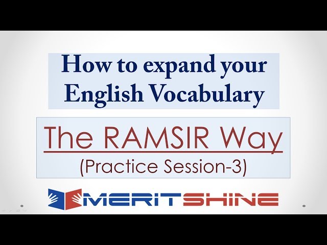 Vocabulary Practice Session - 3: The RAMSIR Way
