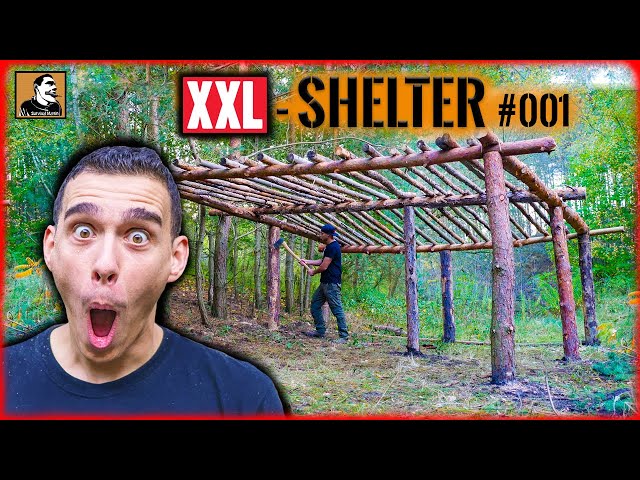 XXL SHELTER bauen | Übernachtung im NEUEN CAMP | FEUERSTELLE | Survival Mattin